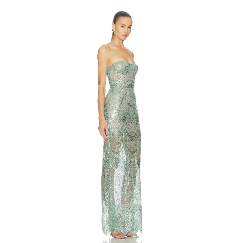 Bronx and Banco Strapless Mint Sequin Maxi Dress - Picture 2 of 4